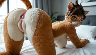 Close up of sensual stunning tracer from overwatch, female-cat, cat-breasts, tiny-waist, cat-teets, furry-yiff-face, Sexy furry, furry-art, fur, (((Sexy cat))), cat tail, (((cat face))), (((furry face))), anthro-furry-yiff, yiff-anthro-furry-cat, oiled, big ass View from waist down, bent forward, big ass up, Butt Plug with red diamond, Sensual, erotic, wet orgasm pussy, open pussy, extreme pussy cameltoe, Point of View focus butt