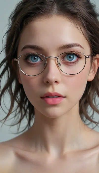 (((The whole body is visible))), nude, (((glasses))), Super realistic, perfect lighting, (best shadow), 8K, UHD, clear image, (best lighting), highest quality, ultra-detailed images, fine details, high resolution, 8k, Euro-American, (25 years old), blue eyes, dark brown hair, messy hair, very detailed face, white skin, BJ_Oxygen, <lora:reallora1:.5>, <lora:Oxygen girl_SDXL1.0:.5>, <lora:karina_sdxl_v10:.5>