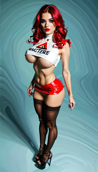 (((18 yo party girl, shoulder length red hair, (wearing sleeveless underboob top and microskirt:1.5), stockings, garterbelt, ((no panties:1.5)), (wearing high platform heels), view from front to the side, solo girl, makeup, natural face, beautiful face, large breasts, long legs, masterpiece, highest quality, 8k, (perfect long legs), (perfect vagina), (trimmed pubic hair), (mount of venus vagina), 18yo, beautiful, highly detailed skin, highly detailed vagina, (perfect vulva), cute, short, feminine, hyper realistic, symmetrical, highly detailed, perfect skin, gigapixel, skin pores, high detail hair, on focus, perfect face, (full body in picture:1.5), full body, pussy exposed, ultra-detailed, ((high detailed skin)), 8k uhd, dslr, high quality, detailed skin texture, (highly detailed hair), highly detailed body, (realistic), soft focus, insanely detailed, (skin pores))))