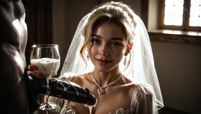 (((UHD 8K, masterpiece, best quality, maximum details, natural lighting, extreme realism))), score_9, score_8_up, score_7_up, score_6_up, professional colored photography, raytracing, highres, ((super detailed professional photo)), masterpiece, photorealism, DSLR camera, best quality, best resolution, with UHD resolution, perfect composition of light and shadow, sharp focus, depth of field, perfectly detailed skin texture, perfect detail, interracial, very large black penis, The happy white blonde bride in sexy wedding dress, cum driping bride's chain' cum driping from black penis, drinking sperm from transparent cup, there is glossy and sticky sperm in cup, cup full of sperm, cum swallowing, ((gokkun)), cum dripping from the corners of her lips, <lora:671410_training_data:.8>, <lora:dark:.5>, <lora:677862_training_data:.8> (((UHD 8K, masterpiece, best quality, maximum details, natural lighting, extreme realism))), score_9, score_8_up, score_7_up, score_6_up, professional colored photography, raytracing, highres, ((super detailed professional photo)), masterpiece, photorealism, DSLR camera, best quality, best resolution, with UHD resolution, perfect composition of light and shadow, sharp focus, depth of field, perfectly detailed skin texture, perfect detail, interracial, very large black penis, The happy white blonde bride in sexy wedding dress, cum driping bride's chain' cum driping from black penis, drinking sperm from transparent cup, there is glossy and sticky sperm in cup, cup full of sperm, cum swallowing, ((gokkun)), cum dripping from the corners of her lips, <lora:671410_training_data:.8>, <lora:dark:.5>, <lora:677862_training_data:.8>