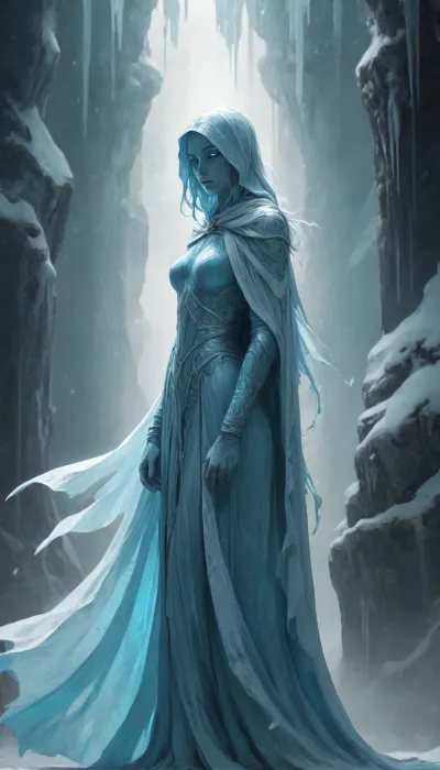 illustration. draw with ink. stylish arcane. faceless gods. female. Ice Blue. /©KlTTY-ART/