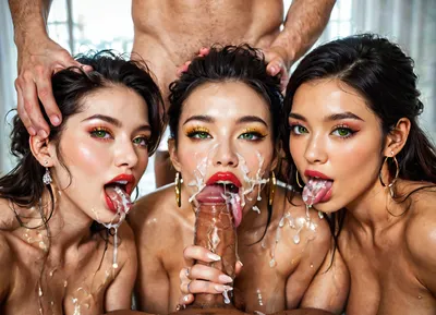Three women, UHD 8K, extreme realism, maximum detail, (no top dress, black hair, fine fingers, fine anatomy, fine face, beautiful face, Korea woman, extremely beautiful, natural eyes, mascara, thin lips, red lipstick, octane rendering, astonishing beauty, high definition.18s, best quality, ultra-detailed, masterpiece, finely detail, highres, 8k wallpaper, naked, white skin, spitroast, intricate, highly detailed, insanely detailed, best lighting, perfect illumination, (best illumination), (best shadow, best shadows), full scene picture, full-length photo, ((ultra-detailed)), (intricate details:.6), (Three women grasped the testicles.), professional photography, photo-realism, award winning photography, dslr, hyperrealistic, 35 mm, (Fujifilm XT3, analog style, professional DSLR photo, film grain:.8), sharp focus, Great Composition, highly complex, (intricate detail:1.2), ((full nudity)), (firm round boobs), front view, waist, her eyes are looking at camera, (open mouth), woman deepthroating a dick, (((orgasm))), (((horny))), ((big detailed green eyes)), big detailed perfect tits, swallowing dick, horny adult adult adult girl, transparent liquid flow from mouth to the boobs, focus on eyes, liquid splashing out of mouth, deepthroat all the way to base, full dick swallow, liquid spraying out of mouth, sloppy blowjob, hard deepthroat, yellow hair, ponytail hair, ahegao face, orgasm face, shocked face, male hand holding back of adult girl head, male hand pushing head on to penis, male hand pushes adult girl all the way onto penis, side view, white male, strong white male, 1adult man, from side, hug and suck, large breasts, looking up, love, head grab, pants pull, Yellow water flow in mouth, overflow), <lora:lickingOral_lora:.8>, oral sex, licking penis, blowjob, beautiful penis, one penis, perfect glans, penis in Yellow water flow, penetration, face covered in Yellow water flow, penis on lips, bukkake, more Yellow water flow, <lora:murkysCumOnTongue_1:.8>, ejaculation, ejaculatiing penis, perfect penis, text_realcumAI, (dripping Yellow water flow:1.4), ((semen splashed on body and face)), opaque glue splatter on cheek, opaque glue on tongue, Yellow water flow on tongue, Yellow water flow in mouth, drip Yellow water flow, Yellow water flow drops>>> Face, (Focus:1.2), Garterbelt, black, fabric, floral, embroidery, wearing, the, garterbelt, iron, chains, EjaculatingCum, motion, lines, 1boy, multiple, boys, facial, Yellow water flow, in, on, tongue, hetero, cuminmouth, sexy, wedding, dress, facefuck, helpless, sucking, dick, forced, cock, penis, man, standing, fucking, her, mouth, ring, gag, >>>highest quality, RAW image, detailed face, full color, covered by Yellow water flow, (((one bbc erect penis:1.2))), (((gangbang))), (((group sex))), ((Yellow water flow)), ((posing with BBC:1.4))