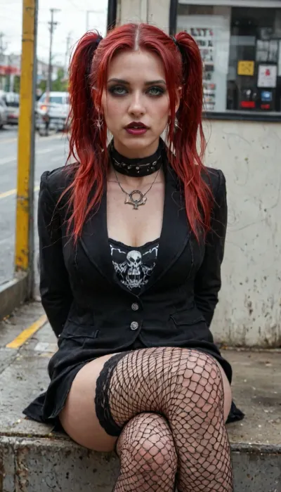 UHD, 8k wallpaper, (maximum quality:1.5), (ultra high resolution:1.7), (masterpiece:1.2), photorealistic portrait, award winning photo, (Extreme:1.5), (insanely detailed:1.9), (super-realism:.1), (ultimate-realistic:.1), (hdr:1.4), hyper-detailed realistic body, hyper-detailed realistic face, Photo of 100% exact matching 37 years old Goth Pornstar Slut Liz Vicious, (((ultra realistic 37 years old:1), ((1.63 meters)), ((50 kg)), (ultra realistic 37 years old Goth Pornstar Slut real_aged_Liz Vicious_face:1.5), (ultra realistic 37 years old Goth Pornstar Slut real_aged_Liz Vicious_body:1.1), red hair, pigtails 1.2, green eyes)), sitting, legs wide spread, big huge buttplug, fishnet stockings, black coat, arms behind back, . Photoreal., BREAK, (Public Bus), ultra realistic 3d real life rendering perfection, cinematic photography, cinematic lightning, professional depth of field, 3-point lightning, sharp eye focus, (full frontal), night time, (volumetric lighting), professional photographer shot on kodak, 35mm photo, sharp focus, high budget, cinemascope, 100 mm lens, 1/250 s, f/2.8, ISO 300, best quality, absurdres, prnemx, (/pornography/), 37 years, old, Goth, Pornstar, Slut, LizVicious, lizvix, <lora:lizvix-sdxl1.0:2>, <lora:LCMTurboMix_Euler_A_fix:.1>