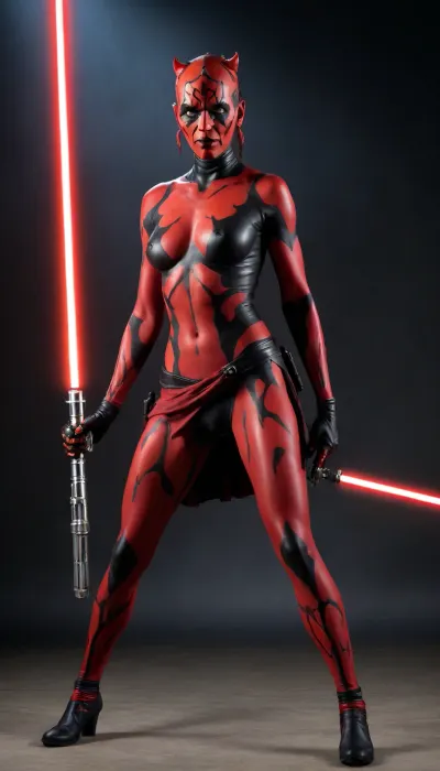 ((artsail, fantasy art, full-length image, UHD 8K, naked pussy, extreme realism, maximum detail, female Jedi, ((naked boobs, bare chest)), head covered with a hood, eyes glowing dazzlingly, face in half-shadow, thin young pale, strong-willed, militant, rebellious, invincible enemies defeated at her feet, Double Sided Long Light Laser Gun Pole, ((((((lightsabre like Darth Maul's from Star Wars))), Star Wars style double ended light pole laser combat staff, Star Wars style light pole fencing, fighting pole, star wars style, fighting pole self defense weapon, light pole))), defensive stance the enemy attacks from the viewer's side, the viewer's side is the enemy, in her hands is a combat laser light pole, she skillfully swings it in a shaulin stance, holds a large long double-sided light, like in star wars, detailed, detailed battlefield in the background, large expanses behind the battle headquarters, in the background, silhouettes of defeated enemies lie on the ground, enemies slain in battle and defeated lie on the ground, lighting effects, dynamic scene, action, fighting stance, looking away not directed at the viewer, the clothes flutter from the swings, she is a warrior in the shadows, a ghostly silhouette ready for a challenge, darkness and dull colors, flashes, rays, fires, explosions, dynamic pose, after the battle, after the victory over the enemies of the empire, in the sky the star fleet space ships, hkstyle))
