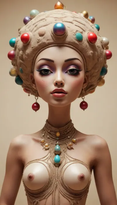 art of deception, boom, bumba, feminine, faceless gods, high dynamic, beige background, /©KlTTY-ART/