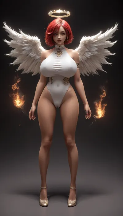 Refined Splendid, woman, 30 years old, height 1.90mt, Red-haired fire, (standing and full body:1.5), shapely legs, ((((pearlescent caramel tanned skin)))), (beautiful and seductive face), ((sienna eyes)), ((extreme cameltoe)), (enormous robust and firm breasts:1.39), perky and fleshy butt, (super cyber punk outfit:1.2), angel, wabstyle, <lora:Tifa-Lockhart-SDXL:2>, <lora:RPGAngelsXL:2>, <lora:EnvyCyborgXL01:2>, <lora:wabstyleSDXL:2>