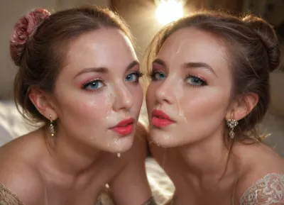 High quality hardcore gangbang fucking porn video, birds view woman gets fucked in all holes, seeing a lot of hard, stiff cocks in a circle ejaculating big semen loads on the viewer, she rides in a big hard cock in her pussy, another cock pushes Hard in her ass, another cock fucks her mouth hard, Below, Huddled, <lora:322668_training_data:.8>, breasts, stomach, covered, in, perfect, <lora:Facials:.8>, r3tro_cumshotz, cum, on, face, facial, dripping, thick, white, retro, cumshots, <lora:r3tro_cumshotz  SDXL Lora:.8>, inside a refined interior, luxury interior, classy, She wears an elegant, sheer bmaid outfit with a extreme short tulle skirt, lace-trimmed apron, and a delicate bow detail on the deep neckline big small breast. It her body perfectly, showing soft, natural fabric folds and a fine texture. She wears black kinky flower stockings and black sexy high heels. Her skin is smooth and luminous, with warm tones enhanced by the light.Her face is fully visible and symmetrical, with expressive crystal blue and Grey eyes, long lashes, and soft red full lips forming a confident yet gentle expression. Detailed facial structure with perfect lighting emphasizing cheekbones and lips. Her makeup is refined — slutty smokey eye shadow, red lipstick, and natural blush. Her brown Floral accent bun reflecting the golden sunlight., (((tighs high stockings))), ((thin dark pink high heels)), ((classy garter belt, suspender clips)), ((full body view))