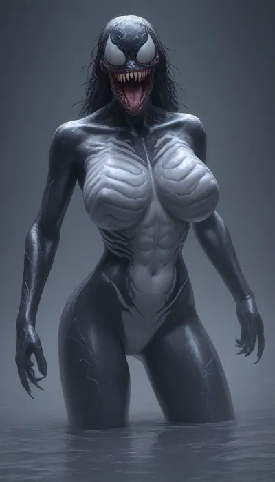 Hyperrealistic art, venom is a purple character with a large mouth, venom symbiote, 8 k cg render, venom, carnage, symbiote, 8k render, hyperreal highly detailed 8 k, 8 k high detail concept art, huge big breasts, hyper real render, 3 d render character art 8 k, 8k octane render, 8 k octane render, high detail 8 k render . Extremely high-resolution details, photographic, realism pushed to extreme, fine texture, incredibly lifelike, <lora:She-Venom-FFusion.LORA:1>