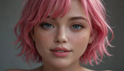 19 years old, Asian girl, slanted eyes, short straight hair, well made up, freckles on the cheeks, prostitute makeup, happy face, provocative face, hrglw, glow, pink neon, long, hair, very, <lora:glowing_hair-000006:.8>, <lora:eGirls_XL_v1:.8>, <lora:LiquidCloud_液流云_SDXL_V1:.8>, <lora:435733_training_data:.8>, <lora:pinkhair_SDXL-000004:.8>