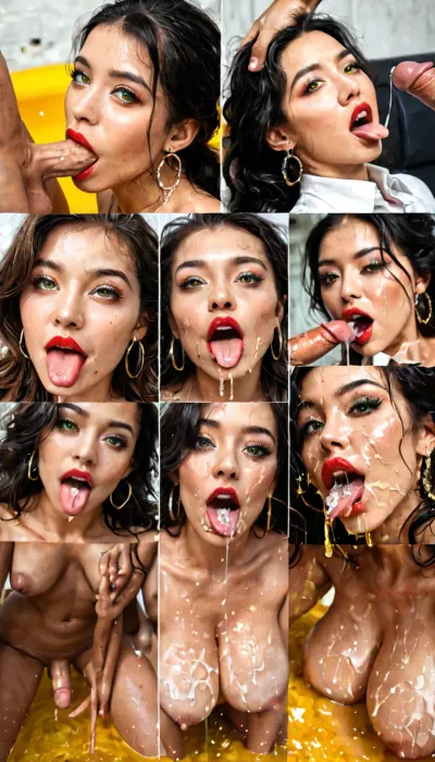 Three women, UHD 8K, extreme realism, maximum detail, (no top dress, black hair, fine fingers, fine anatomy, fine face, beautiful face, Korea woman, extremely beautiful, natural eyes, mascara, thin lips, red lipstick, octane rendering, astonishing beauty, high definition.18s, best quality, ultra-detailed, masterpiece, finely detail, highres, 8k wallpaper, naked, white skin, spitroast, intricate, highly detailed, insanely detailed, best lighting, perfect illumination, (best illumination), (best shadow, best shadows), full scene picture, full-length photo, ((ultra-detailed)), (intricate details:.6), (Three women grasped the testicles.), professional photography, photo-realism, award winning photography, dslr, hyperrealistic, 35 mm, (Fujifilm XT3, analog style, professional DSLR photo, film grain:.8), sharp focus, Great Composition, highly complex, (intricate detail:1.2), ((full nudity)), (firm round boobs), front view, waist, her eyes are looking at camera, (open mouth), woman deepthroating a dick, (((orgasm))), (((horny))), ((big detailed green eyes)), big detailed perfect tits, swallowing dick, horny adult adult adult girl, transparent liquid flow from mouth to the boobs, focus on eyes, liquid splashing out of mouth, deepthroat all the way to base, full dick swallow, liquid spraying out of mouth, sloppy blowjob, hard deepthroat, yellow hair, ponytail hair, ahegao face, orgasm face, shocked face, male hand holding back of adult girl head, male hand pushing head on to penis, male hand pushes adult girl all the way onto penis, side view, white male, strong white male, 1adult man, from side, hug and suck, large breasts, looking up, love, head grab, pants pull, Yellow water flow in mouth, overflow), oral sex, licking penis, blowjob, beautiful penis, one penis, perfect glans, penis in Yellow water flow, penetration, face covered in, penis on lips, bukkake, ejaculation, ejaculatiing penis, perfect penis, text_realcumAI, (dripping Yellow water flow:1.4), Multiple perspectives, Bad girl, >>>, ((split tongue, Film storyboarding, multi-angle shots, and multiple scenes, A delicate face, Be meticulous about every shot, Enhance the character effects in each scene, Real light and shadow, True close-up shots, partial close-ups, shot superimposition)), ((semen splashed on body and face)), opaque glue splatter on cheek, opaque glue on tongue, >>> Face, (Focus:1.2), Garterbelt, black, fabric, floral, embroidery, wearing, the, garterbelt, iron, chains, EjaculatingCum, motion, lines, 1boy, multiple, boys, facial, Yellow water flow, in, on, tongue, hetero, cuminmouth, sexy, wedding, dress, facefuck, helpless, sucking, dick, forced, cock, penis, man, standing, fucking, her, mouth, ring, gag, >>>highest quality, RAW image, detailed face, full color, (((one bbc erect penis:1.2))), (((gangbang))), (((group sex))), ((Yellow water flow)), ((posing with BBC:1.4)), <lora:lickingOral_lora:.8>, <lora:murkysCumOnTongue_1:.8>