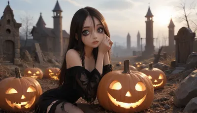 (Jack Cayless art style), ((brunette with a fringe)), ((anorexic)), night photography, horror movie, uhd, gorgeous woman wearing cobwebs reclines on a tomb in a graveyard, torn cobweb gown, moonight and shadows, jack-o-lanterns, long hair, gothic makeup, perfect face, perfect eyes, perfect hands, spiderweb, cobweb, <lora:spiderweb:.8>, <lora:nudity_v02_i1300:.8>