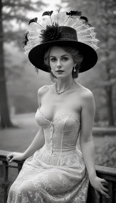19th century vintage monochrome victorian photography, 40 years old, lusty english lady A classic English lady in a hat is elegant and poised, fully clothed, with refined manners and timeless style uppered skirt. She wears a tasteful hat—perhaps adorned with feathers or ribbons—and carries herself with quiet confidence and grace. park with trees, fog, hi class hair, very white skin, naked tinny tits, big excited niples, hard shaped, all body, open legs, showing pussy and one naked small boobs, Tuching open pussy by fingers, lace filigree of bright, monochrome, black and white


on ancient place