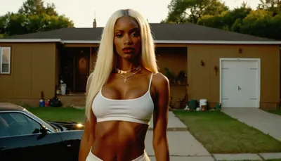 (trap house:1.5), (hood:1.4), (ghetto black bimbo:1.3), (skinny white bimbo blonde:1.5)