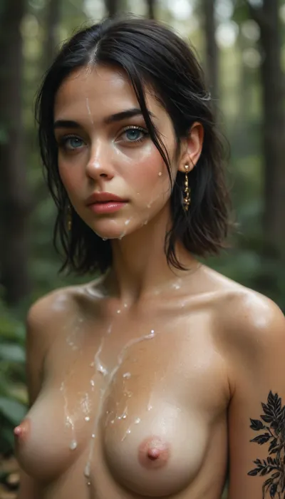 (((in an enchanted forest with a glowing golden symbol on her right shoulder))), ancient castle rises, and in the background, a massive katana cuts through it. The atmosphere is magical, mysterious, dark, and realistic, reminiscent of "Attack on Titan." The title "Forbidden Heir" is written above it in red and black., cumshot scene, facial, all face covered white cum, excessive cum on face, excessive cum on hair, cum on, prominent cum, a lot off cum, realistic cum, cum flows, dripping cum, massive cum on face, bukkake, anime beauty girl, portrait of a blonde girl, (((charcoal sketch))), (((charcoal drawing))), (((very petite girl))), (((turns to viewer))), (((oiled skin))), ((light blue eyes)), (((skinny))), (((18 years old tattoo))), (very girl:1), (makeup:1.3), beautiful, gorgeous, stunning, ((tattoo on cheek)), (((naked))), SDXL_BetterFaces-LoRA_v1, .5>, (music_), <lora:Oxygen girl_SDXL1.0:1>, <lora:MJ52:.7>, <lora:BUT_SDXL_SHS:.1>, <lora:Style_eyes _and_hair_XL-v2:.8>