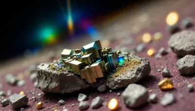 microscope macro zoom, (glowing pyrite), miracle, rainbow light circeled in open universe, orbit, rainbow storm, rainbow fire, rainbow air, rainbow earth