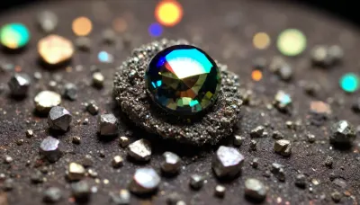 microscope macro zoom, (glowing pyrite), miracle, rainbow light circeled in open universe, orbit, rainbow storm, rainbow fire, rainbow air, rainbow earth
