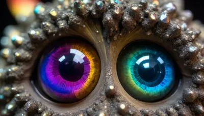 microscope macro zoom, (glowing pyrite), miracle, rainbow light circeled in open universe, orbit, rainbow storm, rainbow fire, rainbow air, rainbow earth