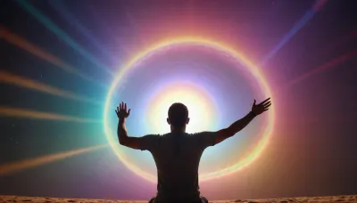 rainbow light, open universe, flying 33 year old dark concentrated egyptian preist