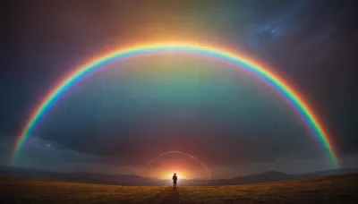 rainbow light circeled in universe