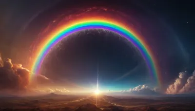 (orbit of eart), hmiracle, rainbow light circeled in open universe, orbit, rainbow storm, rainbow fire, rainbow air, rainbow earth
