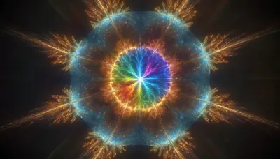 4d microscope macro zoom, glowing star supernova, transparent, light sparks, (glowing fractal of stars), miracle, rainbow light gold cristal in open universe, orbit, rainbow fire, rainbow air, rainbow earth