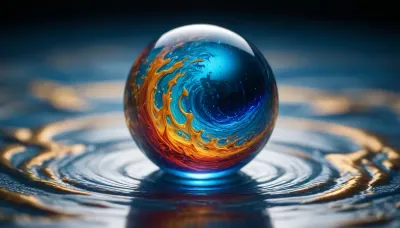 4d microscope macro zoom, (fire cube, (square), fusion with wather sphere, (blue waves, mirroring), miracle), orbit, epic, glowing, (rainbow, white visible light), rainbow light gold, rainbow fire, rainbow air, rainbow earth