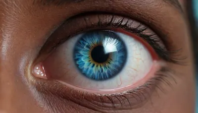 4d microscope macro zoom, eclipse, nytrogen, (black skin, blue iris eye), miracle, rainbow light gold cristal in open universe, orbit, rainbow fire, rainbow air, rainbow earth, busty cook girl