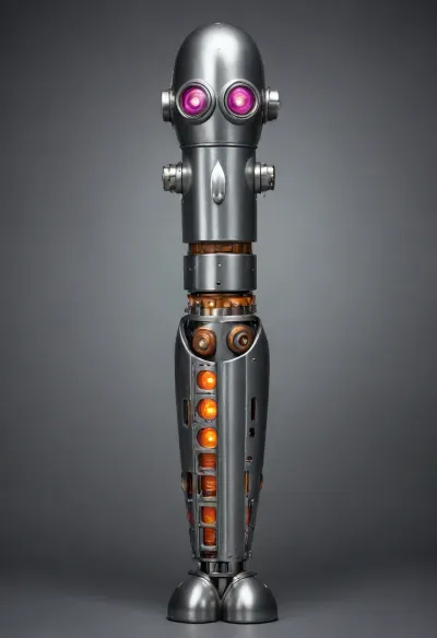 gay robot with penis, (perfect penis design made of steel:1.8), <lora:Simon_Stalenhag_LFTL_SDXL:.8>