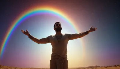 rainbow light, open universe, flying 33 year old dark concentrated egyptian preist