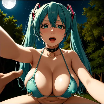 no_i'm_not_a_human vocaloid hatsune_miku 1girl alternate_breast_size_, (larger), aqua_hair barbell_piercing breasts choker, ((cupless_bikini)), gigantic_breasts, ((green_theme)), huge_nipples long_hair navel_piercing, ((night)), nipple_bar nipple_piercing nipple_rings open_mouth piercing plump, ((pov_peephole)), ring_piercing solo twintails very_long_hair, ((fisheye)), f1sh3y3, 4mm, fisheye, ultra-wide, angle, spherical, perspective, GoPro, ((<lora:4mm_Fisheye_XL:1.2>)), presenting breasts, breasts squeeze, close up, (horror)
