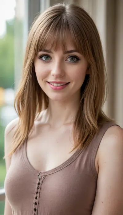 35 yo girl, very flirty pose, sideview, ((girl next door)), pretty, natural beauty, medium breasts, ((cute tall tall tall tall but average appearance:1.3)), ((cute tall tall tall tall)), ((pale skintone:1.2)), ((little bit chubby:1.4)), very flirty smile, showing teeth, ((unkempt hair)), ((straight hair:1.3)), ((symmetrical hair:1.5)), ((perfect fringe hair:1.5)), ((light brown bright hair)), ((very cute tall tall tall tall average youthful face:1.5)), outside, photorealistic, ((perfect composition)), ((perfect contrast:1.5)), ((perfectly balanced exposure:1.5)), ((perfect focus:1.5)), ((extremely realistic detailed lighting:1.5)), ((extremely realistic detailed shadows:1.5)), ((extremely detailed:1.3)), ((extremely high resolution:1.3)), ((16K UHD:1.5)), ((extremely realistic detailed skin texture:1.5)), ((extremely realistic detailed skinpores:1.5)), ((extremely realistic detailed face:1.5)), ((extremely realistic detailed eyes:1.5)), ((extremely realistic detailed hair:1.5)), focus on eyes, ((fully clothed:1.5)), random colored clothing, ((beautiful stylish clothing:1.5)), ((detailed clothing:1.5)), ((detailed environment:1.5)), Sweet_Sticky_xl-01, <lora:EnvyZoomSliderXL01:-1>, <lora:add-detail-xl:.5>, <lora:Sweet_Sticky_xl-01:.5>, <lora:neanderthal_last:.7>