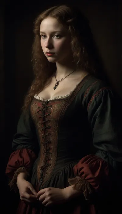 The lady with the camellias, chubby, painting, (style of Albrecht Durer:1.8), LindaBlairSDXL, <lora:dark:.8>, <lora:LindaBlairSDXL:.8>