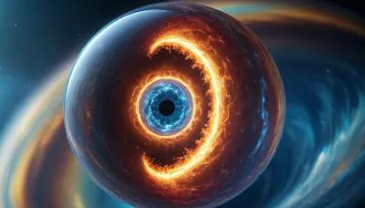 1, 4 d microscope macro zoom, many of in open space, orbit, (fire cube, fusion with wather sphere, swirl of energy, (blue waves, mirroring)), miracle, epic, glowing, (rainbow, white visible light), rainbow light gold, rainbow fire, rainbow air, rainbow earth