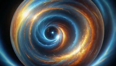 1, 4 d microscope macro zoom, many of in open space, orbit, (fire cube, fusion with wather sphere, swirl of energy, (blue waves, mirroring)), miracle, epic, glowing, (rainbow, white visible light), rainbow light gold, rainbow fire, rainbow air, rainbow earth