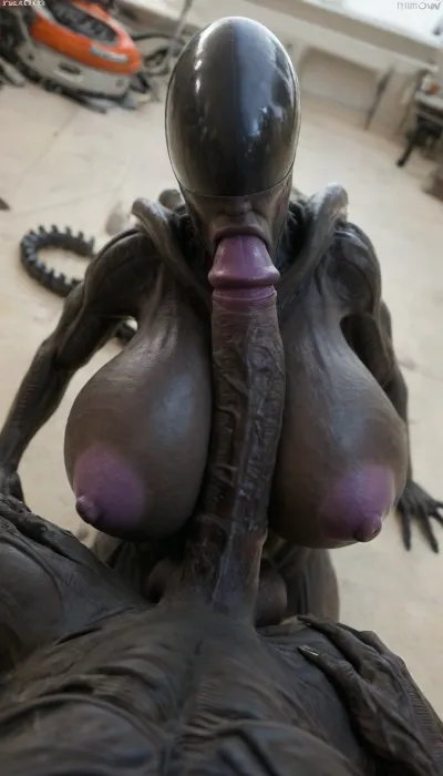 (front angle view), ((no face, alien:1.3)), open mouth, blowjob, 5 fingers, (big breasts, hyper breasts, tiny areola:1.14), ((xenomorph_skin, black skin)), (mirrow astronaut helmet), (((dynamic angle view, cock, male pov))), claws, curvy figure, female, gloves claws, purple glowing Metallic nipples, outie, navel, thick thighs, voluptuous body, no nude, view full body, (mature, milf, beauty, super model, muscle, muscular, bodybuilder, exotic, rare appearance), (gigant fake boobs), (large penis, 35cm penis), 35mm photograph, film, bokeh, professional, 8k, highly detailed, wasteland, <lora:add-detail-xl:2>, <lora:doyoulikemybum:.4>, <lora:FaceAndCockV2:.3>, <lora:SDXLlora13ErFut:1.9>, <lora:pein:.3>