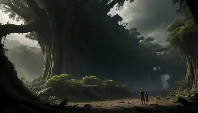 ** Bird's eye view of a post-apocalyptic metropolis, ** Vast jungles of concrete and steel are swallowed up by nature, skyscrapers with * * collapsed facades* * and **rusted beams* * have turned into vertical gardens where * * giant ferns* * and * * creepers * * entangle * * cracks in the walls**, and * * waterfalls of moss * * flow down through the **mangled elevators**. The roofs are hidden under a dense jungle canopy of oaks, palm trees, and glowing mushrooms, whose roots tear the freeways into crumbling slabs dotted with rusty car hulks and leaning streetlights. ** Collapsing bridges * * hang over * * overgrown canals**, where * * brown bears* * drink from * * swamps with water lilies**, and * * herds of antelopes * * roam among * * destroyed billboards* * with * * peeling paint**. In the sky, **swift peregrine falcons * * hunt * * flocks of crows * * circling over * * the remains of stadiums** where * * wild vineyards** have swallowed * * the stands**. ** The setting sun * * breaks through * * toxic yellow smog**, painting** the hazy haze **in * * neon green* * and * * blood orange * * shades, and * * bioluminescent algae * * shimmer in * * underground rivers* * of former subways. **8K detail * * highlights * * cracks in the asphalt**, **peeling paint* * on * * abandoned tanks**, **bird feathers scattered* * on * * alleys**, **dew drops** on **cobwebs* * between * * antennas** skyscrapers, * * rusty rivets* * on * * bridges* * and * * cactus needles * * piercing * * paving slabs**. ** HDR lighting * * enhances the contrast between * * warm highlights* * on * * cheetah skin* * and * * cold shadows* * in * * dungeon pits**, and * * raytracing * * creates * * a three-dimensional fog** that envelops * * helicopter remains* * on * * * runways**. **Focus* * on * * a giant baobab tree * * sprouting through * * the planetarium dome**, its * * snake roots* * entwining * * abandoned telescopes**, and * * the background * * dissolves into * * fog with ash particles**, where * * the silhouettes of cranes** and * * cranes * * resemble * * the skeletons of prehistoric lizards**. ** Lossless PNG format * * saves * * ultra-details**, from * * python scales* * on * * monument debris* * to * * ice crystals* * on * * icy arches* * in** permafrost * * underground storage facilities. Nature didn't just **win** — it **rewrote the DNA of the megalopolis**, turning it into a **symbiosis of apocalypse and rebirth**., elf, pin-up, succubus, femme, fatale, tattoo, <lora:dark:.8>, <lora:Cassara The Haunting Elf_epoch_10:2>