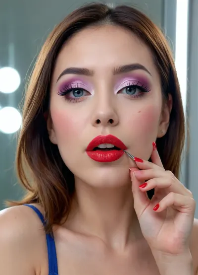 The image shows a yo girl Japanese wearing a sleeveless gray dress with decorative details on the shoulders., (bright lighting:1.2), beautiful detailed eyes, extremely detailed face, perfect lighting, best quality, steel pipe indide pussy, solo, ((anus)), She has long, wavy brown hair and is smiling while applying red lipstick. She holds a red lipstick in one hand and a compact mirror in the other, which is partially open. Red sunglasses rest on top of her head, and she has pinky-red nail polish, matching her lipstick. The background is plain and light-colored, emphasizing her as the focal point., CUM, DONATION, ASSISTANCE, FELLATIO, TITS, SEX, HANDJOB, FOOTJOB, AFTER, VAGINAL, Jungle, w4t3rf4ll, ((makeup:1.5), long blue eyelashes with eyeliner:1.2), (big lips:1.3), (purple pussy:1.1), <lora:CUM DONATION ASSISTANCE:1.4>, <lora:Jungle_w4t3rf4ll:.8>