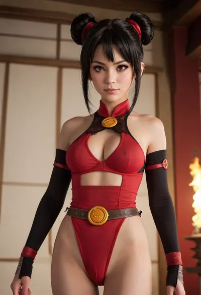 Sexuality Mai, that suko Prince, and ty lee characteristic of 1980s Hanna-Barbera Afternoon cartoons." C Avatar the last air bender, big ass breasts, breasts, legend of blindsided, g strinng, masive hips lips, stomach huge vulve nickelodeon animate, toon cartóon anime, lace lengerie Goty sneikes, training assholes, allá boody virgn sequences comic dialogues A original print and detailed portrait of Mai from Avatar, The Last Airbender, sugestive smile, Her facial expression is stoic, g string black lace, and bored, with her distinctive amber eyes and subtle but dark eye makeup. Her hairstyle is jet black, with straight, sharp bangs framing her face, and the rest of her hair is pulled back into a spiky, messy bun, gohty panty, He wears his traditional Fire Nation attire for combat, a black/dark red outer kimone/tunic with a high, geisha Styles, pussy vulve Open and crimson trim, layered over a red undergarment. Parts of his throwing knives and daggers are seen hidden in his clothing and belt. The style should be high digital illustration, so, sharp focus
stoic, unstoppable, amber eyes, (for expression and hardy Bad face), sharp bangs, pointed bun, (for hairstyle), Fire Nation outfit, black/gray jacket, throwing knives, (for clothing and accessories), close-up, hyper-realistic, detailed illustration, kunais knife arms bright neon iluminated, <lora:nai3animation_v2.6.1-000100:.8>, anime, screencap, <lora:animescreencap_xl:.8>, bikini, underwear, Lace, <lora:Bikini_02_lora:.8>