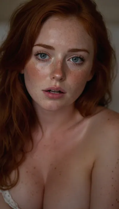 ziprealism, (score_9, score_8_up, 1girl), closeup shot, sharp focus, high saturation, high contrast, view from front, perfect eyes, perfect hands, smokey makeup, long eyelashes, full lips, overbite, heart shaped face, high cheekbones, pigtails, elegant facial features, MILF, naughty stepmom, (large natural breasts, pale breasts, shirtlift, romantic esthetic, cozy bedroom, intimate moment:1.2), (horny, hungry expression, freckles, blushing, flushed face, seductive pose, hand up, hand in hair:1.4), igbaddie, <lora:igbaddie-XL:.8>, <lora:add-detail-xl:.8>, close up on breasts and face, lying on her belly, knees bent, legs up, breasts on mattress