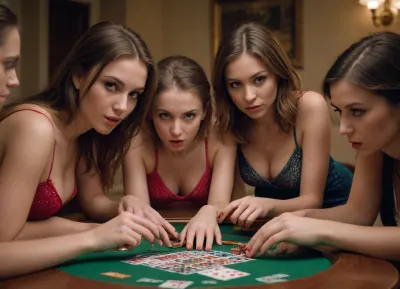 Group of girls playing strippoker