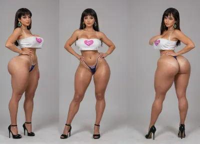 Hyper realistic, front view, 20+, Hourglass, fit, voluptous, hyper bbl, cosplay, chel from road to el dorado, spreading ass wide open, stretching ass cheeks apart, huge heart-shpe ass, (Large Ass:1.3), hyper rounded bubble butt, hyper bulging ass, hyper deep ass crack, huge heart-shpe buttocks, bulging butt, extremely tight butt, bubble butt, extremely juicy bubble butt, round ass, back arched, cocked hip, feet spread wide apart, facing viewer, waist shot, low camera angle, large Breast, large natural teardrop breasts, 38 double g breast size, pink areolas, (hyper erect nipples:1.3), (puffy nipples:1.3), prounounced nipples, straight hair, Form Fitting Clothes, micro thong, Thick tone Thighs, wasp waist, lean, tan skin, medium tan, (tan lines:1.3), hinata face, round face, large round eyes, dark brown eyes, dark brown hair, arrogant expression, jewelry, exposing breasts, seductive, inviting, enticing viewer, dynamic sexy pose, hdr, highly detailed, huge wide hips, thick tone thighs, thigh gap, perfect body, thighs bigger than waist, wide hips, tone long legs, heels, (5 inch heels:1.3), hyper sultry, hyper suggestive, ass, hips, narrow, waist, longnips, large, breasts, big, boobs, huge, tits, <lora:BodyLicious:1.3>, <lora:longnipsxl:1.5>, <lora:bombshell_v2:1>
