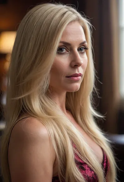 40 year old blonde milf, extremely long hair, extremely thick hair