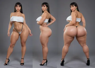 Hyper realistic, award winning photo, 20+, Hourglass, fit, voluptous, hyper bbl, cosplay, chel from road to el dorado, sitting on a chair back to viewer, spreading ass wide open, stretching ass cheeks apart, huge heart-shpe ass, (Large Ass:1.3), rounded bubble butt, bulging ass, deep ass crack, huge heart-shpe buttocks, bulging butt, extremely tight butt, bubble bubble butt, extremely juicy bubble butt, round ass, back arched, cocked hip, feet spread wide apart, looking back at viewer, large Breast, large natural teardrop breasts, 38 double g breast size, pink areolas, (hyper erect nipples:1.3), hyper prounounced nipples, straight hair, Form Fitting Clothes, micro thong, g-string, tone Thighs, wasp waist, lean, tan skin, medium tan, (tan lines:1.3), hinata face, round face, large round eyes, dark brown eyes, dark brown hair, arrogant expression, jewelry, exposing breasts, seductive, inviting, enticing viewer, dynamic sexy pose, hdr, highly detailed, huge wide hips, thick tone thighs, thigh gap, perfect body, thighs bigger than waist, wide hips, tone long legs, heels, (5 inch heels:1.3), hyper sultry, hyper suggestive, hyper provocative, ass, hips, narrow, waist, longnips, large, breasts, big, boobs, huge, tits, side view, rear view, front view, <lora:BodyLicious:1.3>, <lora:longnipsxl:1.5>, <lora:bombshell_v2:1>