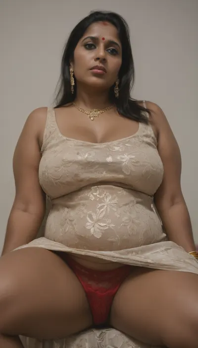 candid, voyeur, (Realistic:1.4), beige maxi Dress, very long black hair, heavy indian jewelry, bangles, sitting back, front view, low angle, ((closeup)), subtle upskirt, (traditional Mature south indian mom:1.4), (dark brown skin:.9), sitting in a luxury hotel lobby, (lace red panties), heavy eye liner, looking away unaware, (head turned looking off into the distance:1.5), chunky hips, pudgy belly, fat and ugly, <lora:set4:.8>, <lora:EnvyZoomSliderXL01:.8>
