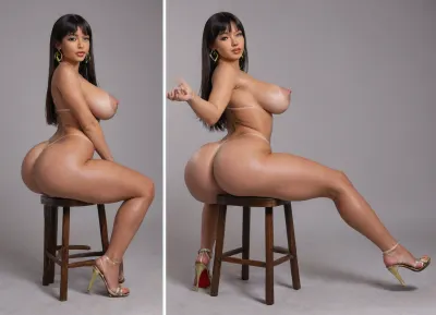 Hyper realistic, award winning photo, hacienda, 20+, Hourglass, fit, voluptous, hyper bbl, cosplay, chel from road to el dorado, sitting on a chair back to viewer, spreading ass wide open, stretching ass cheeks apart, huge heart-shpe ass, (Large Ass:1.3), rounded bubble butt, bulging ass, deep ass crack, huge heart-shpe buttocks, bulging butt, extremely tight butt, bubble bubble butt, extremely juicy bubble butt, round ass, back arched, cocked hip, feet spread wide apart, looking back at viewer, large Breast, large natural teardrop breasts, 38 double g breast size, pink areolas, (hyper erect nipples:1.3), hyper prounounced nipples, straight hair, Form Fitting Clothes, micro thong, g-string, tone Thighs, wasp waist, lean, tan skin, medium tan, (tan lines:1.3), hinata face, round face, large round eyes, dark brown eyes, dark brown hair, arrogant expression, jewelry, exposing breasts, seductive, inviting, enticing viewer, dynamic sexy pose, hdr, highly detailed, huge wide hips, thick tone thighs, thigh gap, perfect body, thighs bigger than waist, wide hips, tone long legs, heels, (5 inch heels:1.3), hyper sultry, hyper suggestive, hyper provocative, ass, hips, narrow, waist, longnips, large, breasts, big, boobs, huge, tits, side view, rear view, front view, <lora:BodyLicious:1.3>, <lora:longnipsxl:1.5>, <lora:bombshell_v2:1>