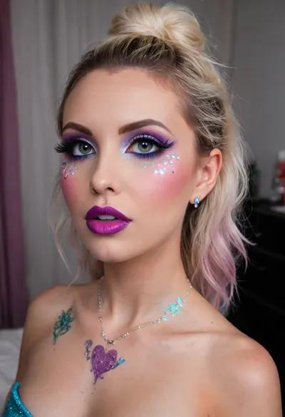 ral-smoldragons, a small dragon with big eyes and a broken heart, two dragonwings on his back, (big lips, anus:1.6), (maximally detailed skin:1.3), ((makeup:1.5), long blue eyelashes, olive eyeshadow with sequins, (high-quality facial care:1.3), big plump lips of a beauty in red lipstick with a glossy wide pink contour and slightly open mouth), (hairstyle with, straight bangs of blue color with sequins:1.2), (purple nipples:1.2), labia, (clitoris piercing:1.7), glitt3r, <lora:ral-smoldragons-sdxl:2>, <lora:glitt3r:2>