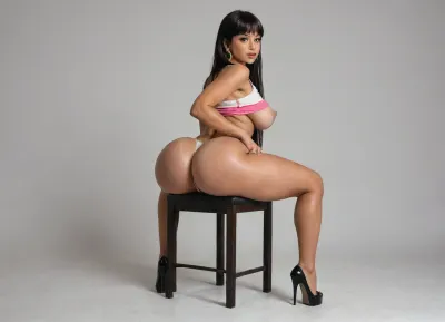 Hyper realistic, award winning photo, hacienda home, 20+, Hourglass, fit, voluptous, hyper bbl, cosplay, chel from road to el dorado, sitting on a chair back to viewer, spreading ass wide open, stretching ass cheeks apart, huge heart-shpe ass, (Large Ass:1.3), rounded bubble butt, bulging ass, deep ass crack, huge heart-shpe buttocks, bulging butt, extremely tight butt, bubble bubble butt, extremely juicy bubble butt, round ass, back arched, cocked hip, feet spread wide apart, looking back at viewer, large Breast, large natural teardrop breasts, 38 double g breast size, pink areolas, (hyper erect nipples:1.3), hyper prounounced nipples, straight hair, Form Fitting Clothes, micro thong, g-string, tone Thighs, wasp waist, lean, tan skin, medium tan, (tan lines:1.3), hinata face, round face, large round eyes, dark brown eyes, dark brown hair, arrogant expression, jewelry, exposing breasts, seductive, inviting, enticing viewer, dynamic sexy pose, hdr, highly detailed, huge wide hips, thick tone thighs, thigh gap, perfect body, thighs bigger than waist, wide hips, tone long legs, heels, (5 inch heels:1.3), hyper sultry, hyper suggestive, hyper provocative, ass, hips, narrow, waist, longnips, large, breasts, big, boobs, huge, tits, side view, rear view, front view, <lora:BodyLicious:1.3>, <lora:longnipsxl:1.5>, <lora:bombshell_v2:1>