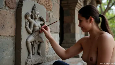 Photography
Cinematic photography {Cambodian woman, 35-year-old restorer, with a brush in her hand, restoring a stone panel, (with the Hindu four-armed deity Vishnu), in the Angkor Wat temple complex}. 35mm photography, film, bokeh, professional, 4k, high detail, cinematic format, shallow depth of field, film grain, high budget, epic, mood