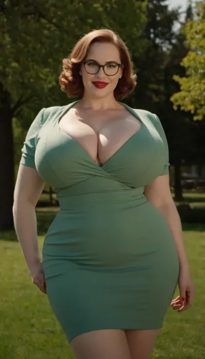 RAW photo of a 30 year old glamour smiling woman, very pale skin, red lipstick, beautiful face, curvy body, (gigantic breasts, wide hips, thick thighs), (((fully clothed librarian))), green meadow, sunny day, masterpiece, best quality, high resolution, 8k uhd, high quality, extremely detailed, ultra high res, <lora:Venus_Body_Alpha:.8>