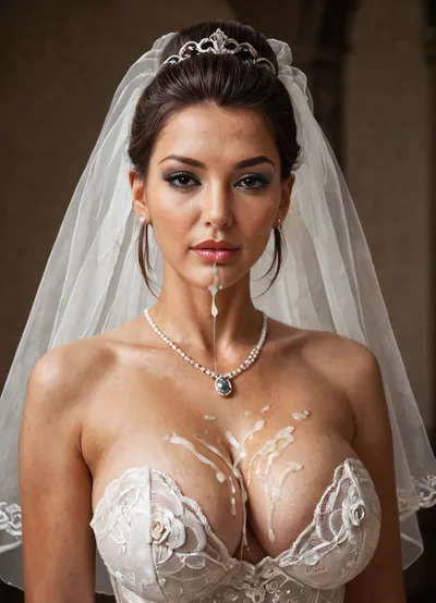 score_9, score_8_up, score_7_up, mature_female, milf, cougar, mature_body, mature_face, 1woman, 1girl, breasts, wedding_dress, cum, dress, veil, facial, cleavage, solo, large_breasts, makeup, cum_on_body, realistic, lips, tiara, bridal_veil, cum_on_breasts, white_dress, hair_bun, bride, lipstick, nose, single_hair_bun, black_hair, brown_eyes, eyeshadow, upper_body, lace, parted_lips, bukkake, brown_hair, jewelry, eyelashes, dark_skin, strapless, lace-trimmed_dress, dripping, dripping_cum